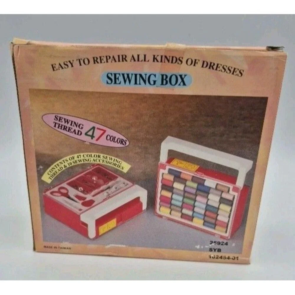 Vtg Sewing Box 47 Sewing Thread Colors 10 Acc. NOS 25924 SYB 102454-01 HTF Rare